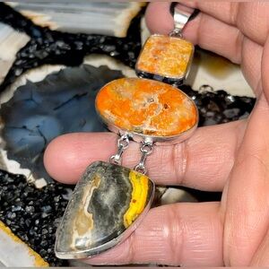 Large Indonesian Bumblebee Jasper Pendant 3 1/2”